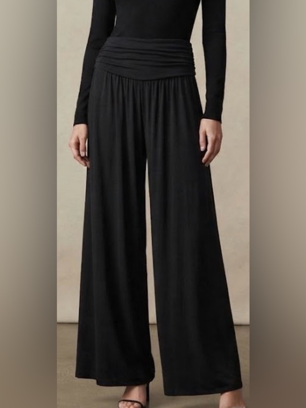 Maeve by Anthropologie Black Knit Wide Leg Pants with Pockets Size Small
